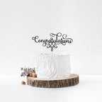 Congratulations Cake Topper - Congrats Cake Toppers - Graduation, Wedding, Retirement, Birthday, Anniversary Party Decorations, Black Glitter