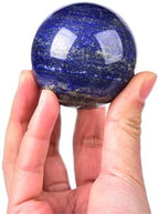 JIC Gem Lapis Lazuli Crystal Sphere Blue Quartz Crystal Ball with Wooden Stand Meditation Balls for Witchcraft and Decorative Balls 50-60mm