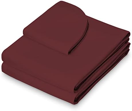 Saloniture 3-Piece Microfiber Massage Table Sheet Set - Premium Facial Bed Cover - Includes Flat and Fitted Sheets with Face Cradle Cover - Burgundy