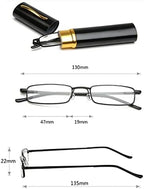 Hubeye 3 Pairs Slim Pen Reading Glasses Small Tube Reader Spring Hinged Eyeglasses with Portable Clip Case +1.5