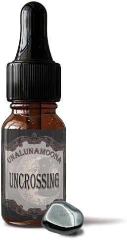 Uncrossing Oil with Hematite crystal for Spiritual Protection Cleansing - Curses, Hexes, Spells, Jinxes & Negative Energy Rituals - Wiccan Pagan Hoodoo Conjure Spells Rituals. Witchcraft Supplies 15ml