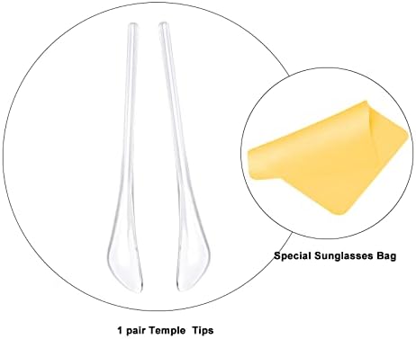 Replacement Temple Tips Ear Socks for Ray-Ban Aviator RB3025 3026 Sunglasses Repair kits Black,Bonus Sunglasses Bag (Clear)