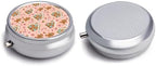 Compact Pill Box, Pink Christmas Gingerbread House Round Waterproof Case, Travel Organizer for Supplements, Purse Pocket Container for Daily Office Use