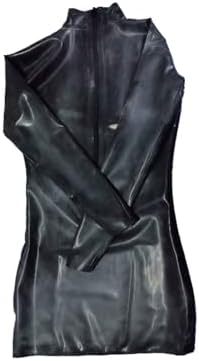 Latex Women Rubber Dress,Long Sleeve Bodycon Latex Dress with Back Zipper Party Cosplay Clothing