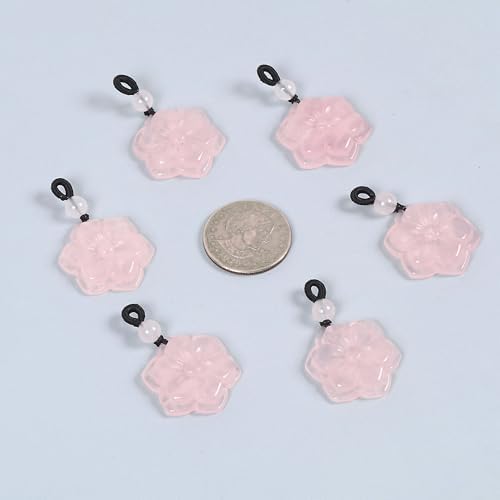 Justinstones Hand Carved 30mm Healing Crystals Gemstone Double Flower Pendant Hand Weaving Wax Rope Necklace 22 inch
