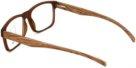 V.W.E. Men Rectangular Progressive Reading Glasses - No Line Clear on Top Bifocal Reader - Wood Grain Printed Temple