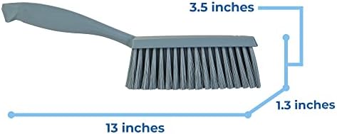 Vikan 458788 Bench Cleaning Brush, Polypropylene/Polyester Soft Bristle Dustpan Brush & Sweeper With Handle, 14-Inch, Gray