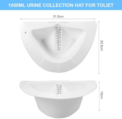 6 PCS Specimen Collector Pan Graduated Urine Hats for Toilets Fits Over Toilets and Commodes 32oz/1000cc Vomit Stool Sample Collection Kit Reusable