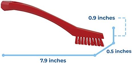 Vikan - 44014 Detail Brush, Multifunctional, Slip-Resistant Cleaning Tool, Extra Stiff Polypropylene & Polyester Bristle, 8 Inch, Red