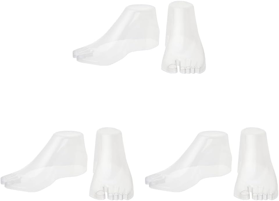 SUPERFINDINGS 3 Pairs Plastic Foot Model Tools Stretcher Sandal Support Shaper Clear Shoes Display Female Mannequin Foot Display Jewerly Sandal Shoe Sock Display Art Sketch with Nail