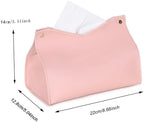 1PCS PU Leather Tissue Box Cover, Rectangle Facial Paper Organizer Dispenser, Modern Tissue Case Holder for Vanity Countertop Nightstands Living Room Office Desk Car (Pink)