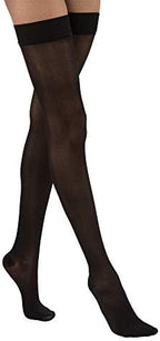 JOBST UltraSheer Thigh High with Silicone Dot Top Band, 15-20 mmHg Compression Stockings, Closed Toe, Medium, Classic Black