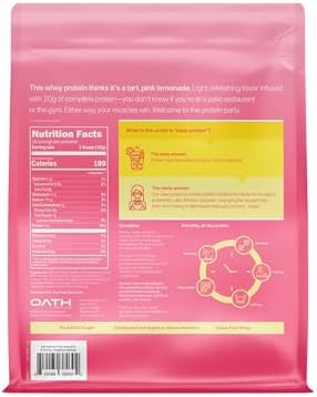 Oath Nutrition Clear Whey Isolate Protein Powder, Raspberry Lemonade, 20g Complete Protein per Serving, No Added Sugar, Grass-Fed, 18 Servings