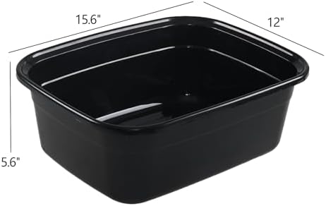 Kekow 14 Quart Plastic Dish Pan, Black Washing Basin, Black