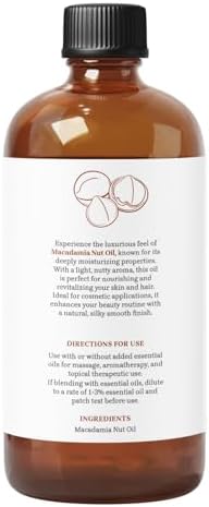 Macadamia Oil by Essential Delights - 100% Pure & Certified | Pure Grade Macadamia Oil for Diffuser, Aromatherapy, Candle-Making, Skin & Hair Care (16 Fl.Oz.)