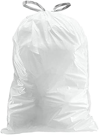 Plasticplace Custom Fit Trash Bags, Compatible with simplehuman Code X (200 Count) White Drawstring Garbage Liners 21 Gallon/ 80 Liter, 26" x 24.5"