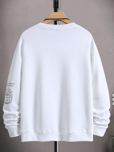 SOLY HUX Sweatshirts for Men Letter Graphic Crew Neck Long Sleeve Drop Shoulder Pullover Top