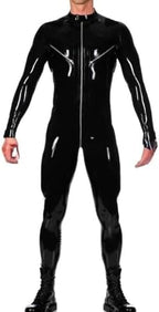 Sexy Latex Surfsuit With Back Shoulder And Crotch Zipper Rubber Catsuit Body Suit Bodysuit Overall