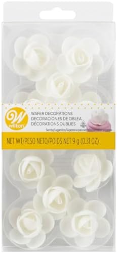 Wilton White Rose Wafer Icing Decorations, 0.35 oz. (10 Pieces)