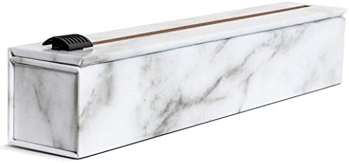 ChicWrap Carrara Marble Refillable Foil Dispenser - Includes One 12"x 30' Roll of Professional Grade Aluminum Foil - Reusable Dispenser w/Slide Cutter - Kosher Certified