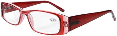 Eyekepper 5-Pack Spring Hinges Rectangular Reading Glasses Readers Red +2.5