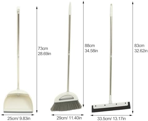 Holibanna Broom Dustpan Set Long Handle Multi-Functional Household Cleaning Tool Hair and Debris Wiper for Indoor and Outdoor Use Metal Handle Easy Clean