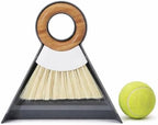 Full Circle Tiny Team Mini Compact Brush & Dustpan Set, Portable Handheld Broom for Quick Cleanups, Ideal for Home, Bathroom, Kitchen Countertops. Bamboo Hand Broom & Small Crumb Sweeper, White