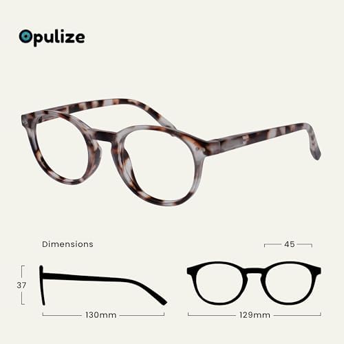 OPULIZE ZEN Reading glasses for Women Men,Scratch Resistant Round frame with Spring Hinges, Matte Light Brown Tortoiseshell +2.5 (Pack of 1)
