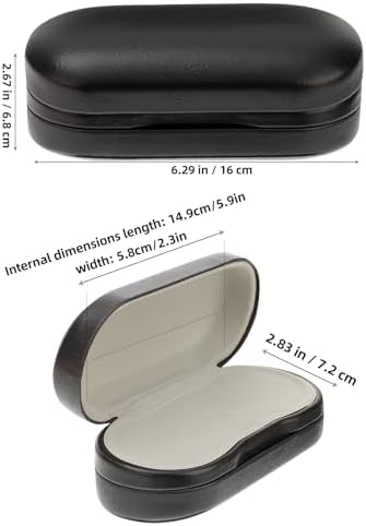 Healifty Double Glasses Case Pu Leather Organizer for Travel - Lightweight Portable Sunglasses and Eyeglasses Holder with Two Compartments 6.29X2.83X2.67In