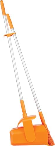 Remco - A Vikan Company 62507 Lobby Dustpan with Broom, Polypropylene/Polyester/Aluminum, 7" X 14" Bin, 37" Handle, Orange