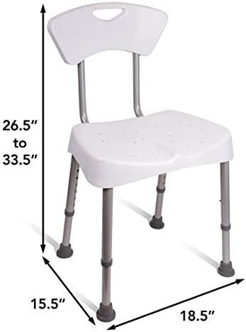 Carex Bath Seat and Shower Chair with Back - Durable Bath Chair for Shower, Shower Seat and Bench for Adults, Height Adjustable Shower Chair for Elderly, Shower Stools for Small Spaces