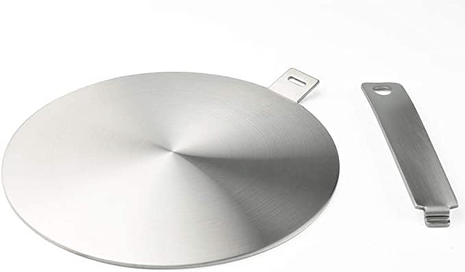 Heat Diffuser Stainless Steel Induction Adapter Plate Removable Handle Coffee Milk Cookware Induction Hob Heat Cooking Diffuser for Electric Stove 5.5inch