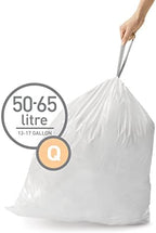 simplehuman Code Q 100 Count, Dispenser Pack Custom Fit Liners, Drawstring Trash Bags, 50-65 Liter / 13-17 Gallon, White
