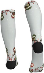Cute Christmas Owls On Branch Compression Socks For Woman & Man 20-30mmhg Knee High Calves For Flying Running Nurses