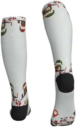 Cute Christmas Owls On Branch Compression Socks For Woman & Man 20-30mmhg Knee High Calves For Flying Running Nurses