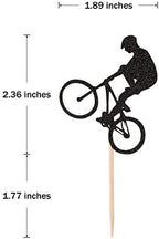 Donoter 48 Pcs Glitter BMX Bicycle Cupcake Topper Picks for Bike Theme Birthday Party Cake Decorations