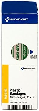 First Aid Only FAE-3100 SmartCompliance Refill Plastic Adhesive Bandages, 1" x 3", 40 Count