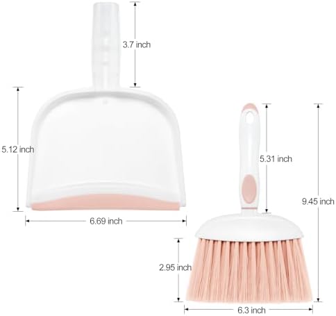 NACENA Small Dust Pan and Brush Set, Mini Broom and Dustpan Set Small Hand Broom and Brush Combo Dust Pan for Home Cleaning Drawers Desktop Sofas and Outdoor, Pink