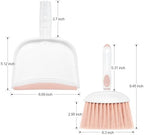 NACENA Small Dust Pan and Brush Set, Mini Broom and Dustpan Set Small Hand Broom and Brush Combo Dust Pan for Home Cleaning Drawers Desktop Sofas and Outdoor, Pink