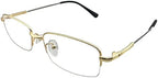 Mens Womens Half Rim Computer Reading Glasses Gold Colour Readers Anti Blue Ray +3.00 Spectacles