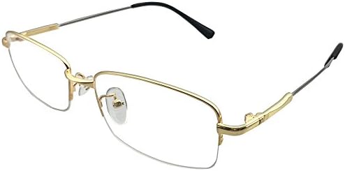 Mens Womens Half Rim Computer Reading Glasses Gold Colour Readers Anti Blue Ray +3.00 Spectacles