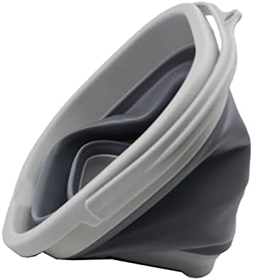 SAMMART 2.6L (0.68 Gallon) Super Mini Sqare Collapsible Plastic Bucket - Foldable Square Tub - Portable Fishing Water Pail - Space Saving Outdoor Waterpot (Grey)