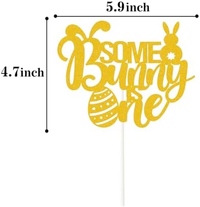 Some Bunny is One Cake Topper, Bunny First Birthday Cake Decor,Easter Baby Shower Decor,Bunny 1st Birthday Party Decorations