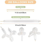 Clear 260 Balloons 100 PCS - Premium Long Skinny Latex Balloons for Animal Twisting, Beginners, Weddings & Birthdays Party Decorations
