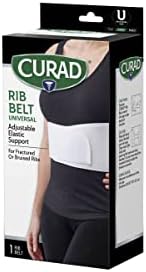 CURAD 6 in Universal Elastic Rib Belt, Adjustable Compression Wrap for Men and Women, Breathable Support for Broken, Bruised or Injured Ribs, Comfortable Fit for Everyday Wear, Fits 28" - 50" Around Ribs, Unisex, 1 Count