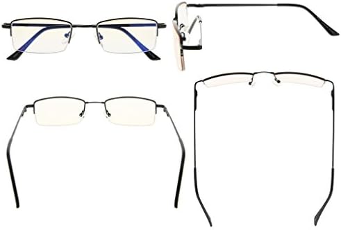 Eyekepper Memory Titanium Bridge Computer Glasses 50% Blue Light Blocking Reading Glasses Amber Tinted Lenses