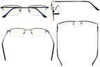 Eyekepper Memory Titanium Bridge Computer Glasses 50% Blue Light Blocking Reading Glasses Amber Tinted Lenses