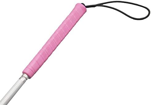 70cm White Cane, Aluminum Folding Cane for The Blind,Folds Down 3 Sections, with 2 Tips (Pink Handle)