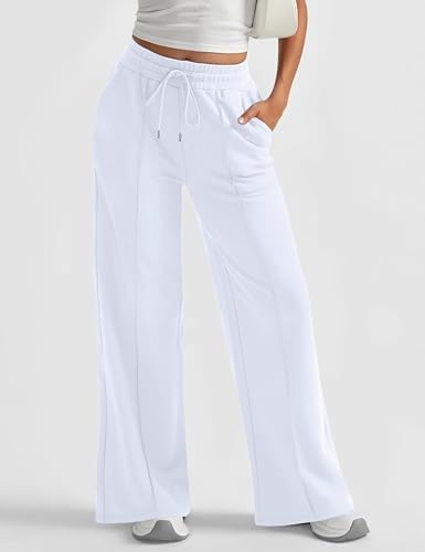 Womens Baggy Wide Leg Athletic Track Sweatpants High Waisted Drawstring Workout Joggers with Pockets