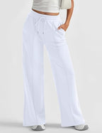 Womens Baggy Wide Leg Athletic Track Sweatpants High Waisted Drawstring Workout Joggers with Pockets
